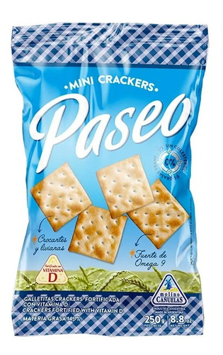 Galletitas Paseo Mini Crackers Paquete 250grs Pack 14 Unidad