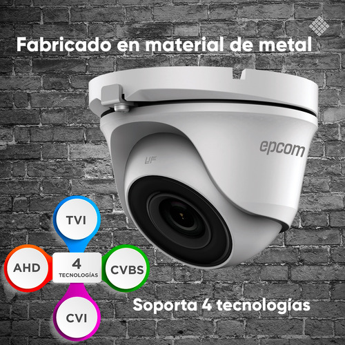 Epcom Kit De 4 Camaras De Seguridad Metalicas Domo 5mp Protección Ip66 Para Uso Exterior + Dvr 4ch Turbohd Con Detección De Movimiento Y Salida De Alarma Modelo Ev8004e50-plus