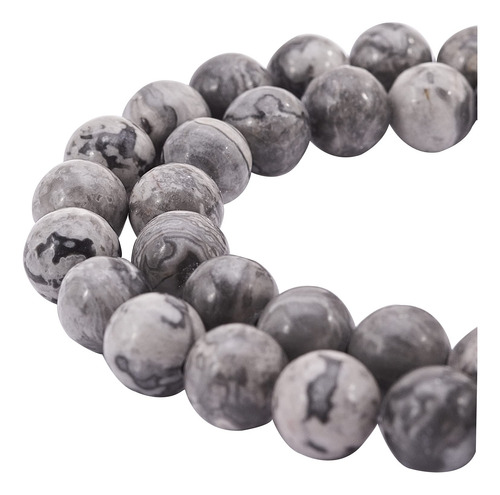 Danlingjewelry 5 Hebra Jaspe Picasso Natural Cuenta Redonda