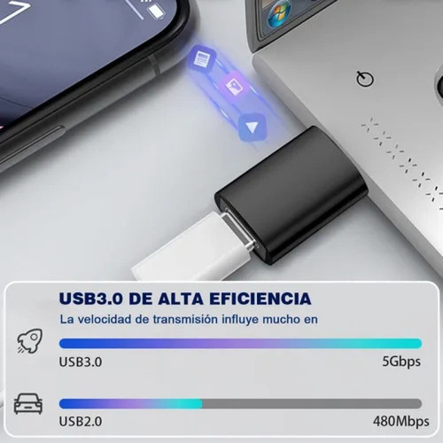 4 Piezas Adaptador Usb Cable Otg Usb Tipo C A Usb 3.0 5gbps Negro