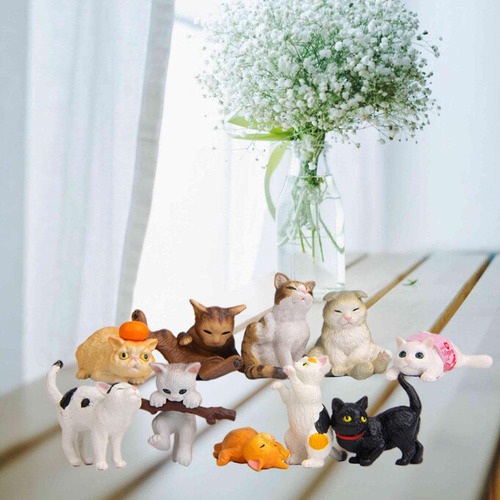 Juego De 2 X 10 Adorables Figuras De Gatos, Estatuas De Anim