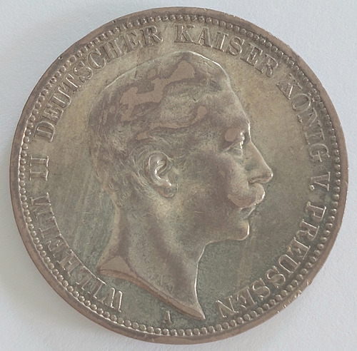 Prussia Alemanha Moeda Prata 3 Mark 1908 A