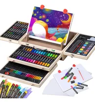 Comprar Set De Arte Con Caballete De Madera Pasteles Al Óleo Acuarel