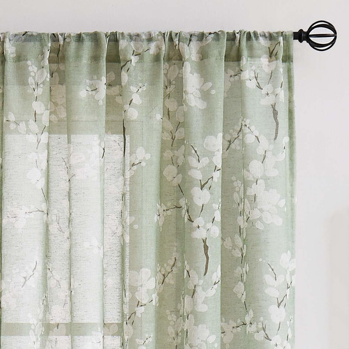 Greenwhite Sheer Curtains For Livingroom 84 Long Blosso...