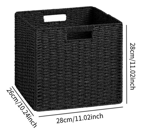Cesta De Almacenamiento Tejida Plegable, Negro 2 Piezas