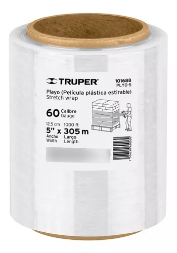 Rollo de plástico resistente, transparente, 3.0 in x 11.5 ft, calibre 60,  paquete de 18