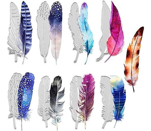 9 Troqueles De Corte De Plumas Plantillas De Repujado De