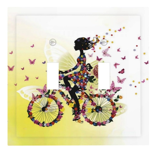 Butterfly Bike Girl Decorativo 2 Gang Doble Toggle Switch Co