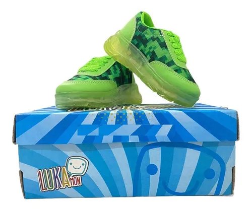 Tenis Lukamon Minecraft Pixel Con Luces Led 15 Mx Meses sin