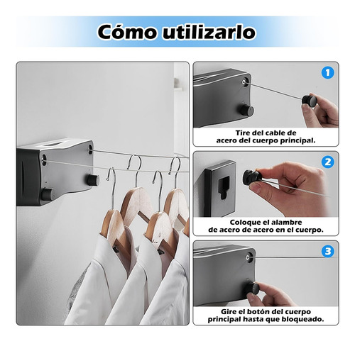 Varal Retrátil De Aço Inoxidável De 5m