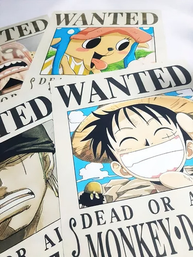 Poster One Piece X 8 Unds. Wanted En Banner Mate O Brillante