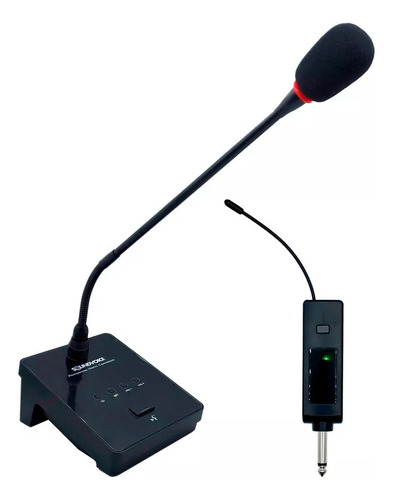 Microfone Gooseneck De Mesa Sem Fio Uhf Com Haste Flexivel