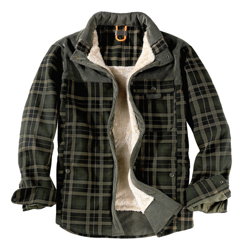 Chaqueta Plaid Plus Velvet, Talla Grande, Cómoda, Para Invie