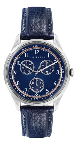 Ted Baker Mens Acero Inoxidable Cuarzo Correa De Cuero, Azul