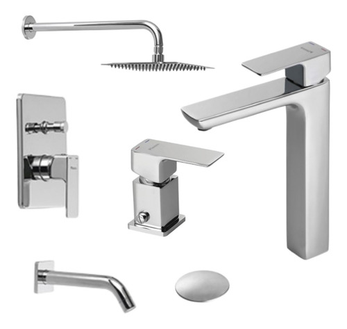 Juego Griferia Arq Baño 10402 10404 10406 Cromado Piazza Juego Canillas Lavatorio Alto Bidet Ducha