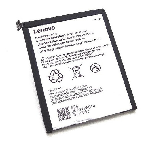 Bateria Bl270 4000mah Lenovo Vibe K6 Plus - Nova Original