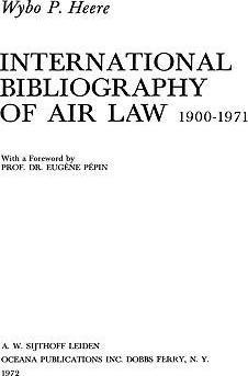 Libro International Bibliography Of Air Law 1900-1971 - W...