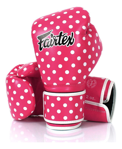 Guantes Para Entrenamiento Fairtex, 16 Onzas, Rosa, Lunares