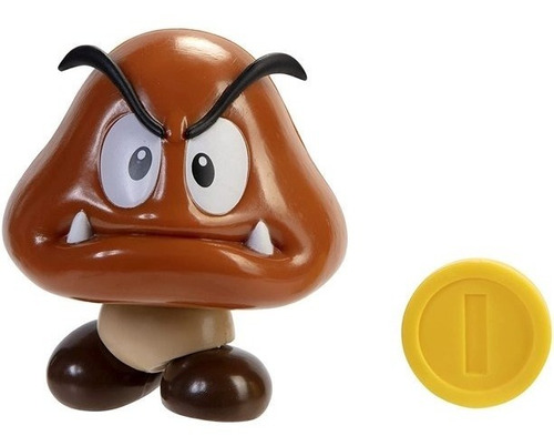 Super Mario Action Figure 4 Inch Goomba With Coin Toy