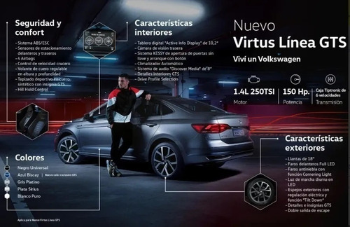 Imagen 6 de 15 de Anticipo Volkswagen Virtus Gts 2021 1.4 Turbo 150cv Autotag