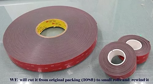 5952 cinta adhesiva doble cara VHB de 1 (25 mm) x 9 ft. para montaje  automotor en gris, alta adherencia de grado industrial
