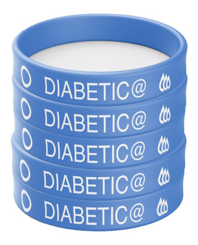 Pulseras Identificadoras Diabetes Diaman Pack De 5 Pzas Color Azul claro