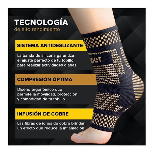 Imagen 6 de 7 de Tobillera De Compresión Con Fibra De Cobre.