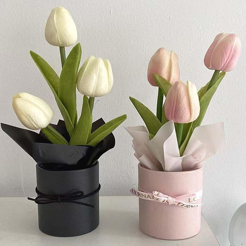 Flores De Tulipanes Artificiales En Maceta Decoración De