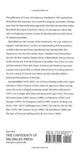 Simulacra And Simulation The Body, In Theory..., De Jean Baudrill. Editorial University Of Michigan Press En Inglés