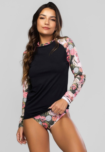 Camisa Feminina Tecido Uv Proteção Solar Manga Longa Adulto