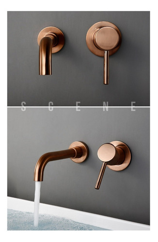 Llave Mezcladora Grifo Lavamanos Monomando De Pared Oro Rosa Acabado Satin