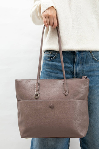 Cartera Pu Con Asa Fija La Chapelle Beige Lisa Níquel Beige