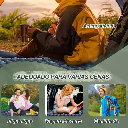 Colchonete Grosso Camping Isolante Termico Inflavel 1.9x60cm