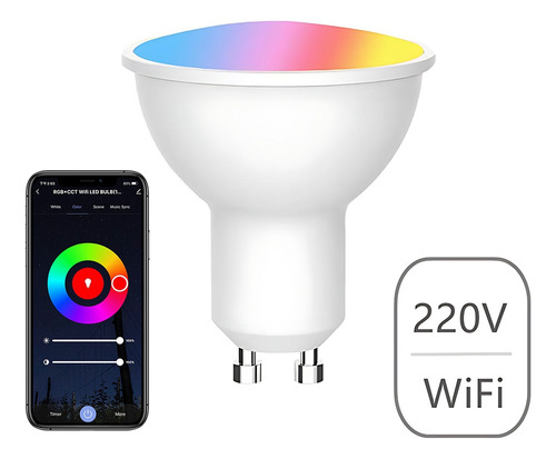 Paquete De 4 Bombillas Led Tuya Gu10 Rgb Cw+ww, 5 W, Regulab