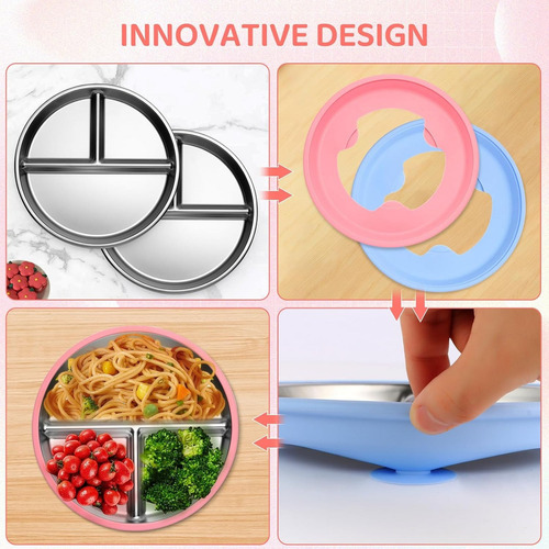 Juego De 2platos Infantiles De Acero Inoxidable Con .