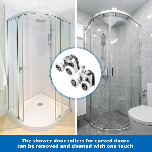 ) Rodillos Para Puerta De Ducha Con Curvas Cristalinas,