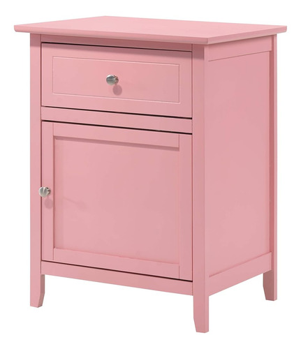 Muebles Glory 1 Cajón / 1 Puerta Mesita De Noche, Rosa