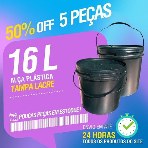 Balde 16l Para Fazer Vaso 5 Pças