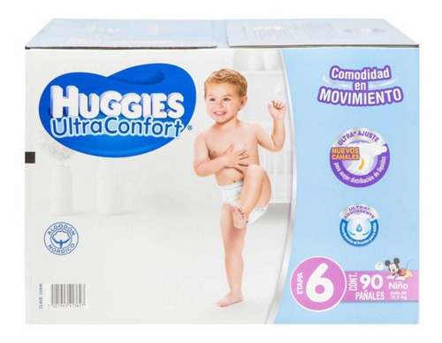 Pañales Etapa 6 Huggies Ultraconfort Niño Con 90 Pañales