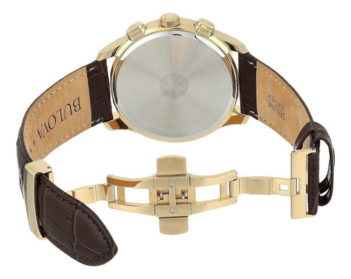 Relógio Bulova Chronograph Gold Couro 97b169