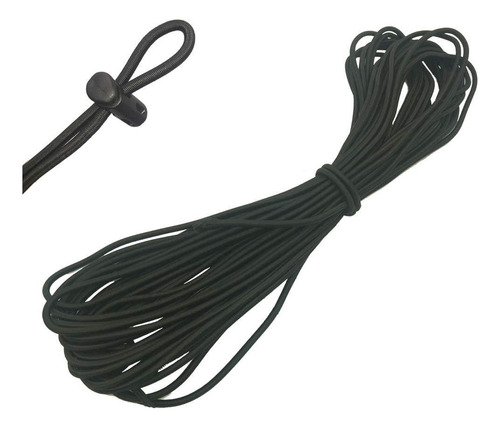 Cordón Elástico Redondo Negro Pesado De 0.3 Cm, 10 Yardas
