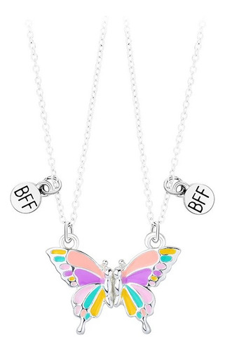 V Set 2 Collares Magnéticos Mariposa Mejores Amigos Bff
