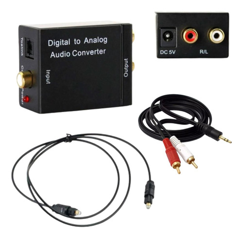 Kit Conversor Áudio Digital P/ Analógico Cabos Óptico Rca P2
