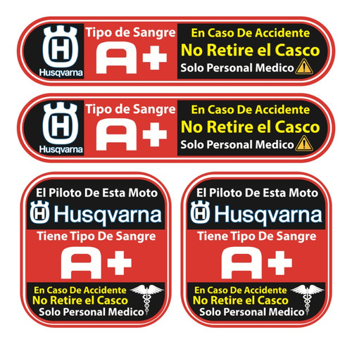Sticker Tipo Sanguineo Reflejante Para Casco Motos Husqvarna