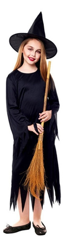 Disfraz Bruja Negra Para Niñas Fiestas Halloween 3-12 Años 
