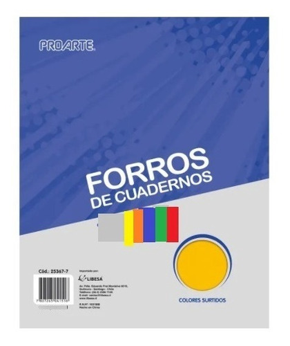 Forros Para Cuadernos Proarte College 10 Unidades Colores Color Multicolor