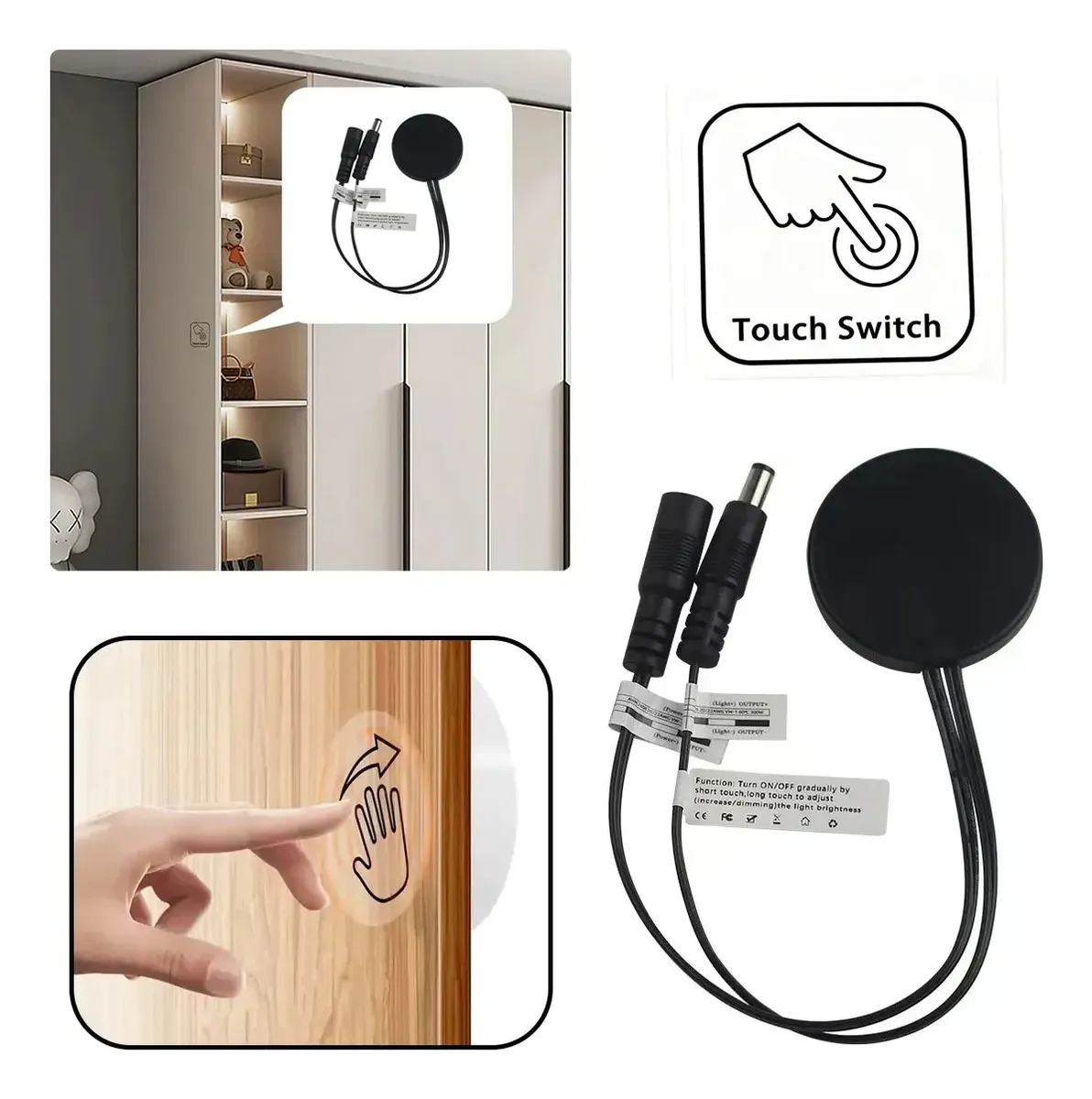 Controlador De Luz Táctil Para Armario Y Mueble Oculto Interruptor Regulable Interruptor Táctil De Madera Penetrable Sensor De Movimiento Manual Regulador De Intensidad Luz Led Int