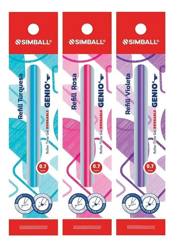 Tanque Repuesto Refill Simball Genio Fancy Colores X Unidad