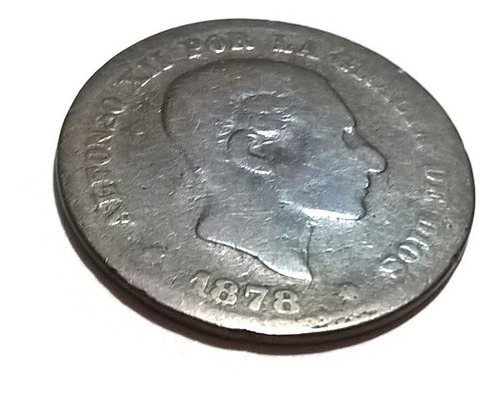 Moneda Antigua De Cobre 1878 Alfonso Vii 5 Centimos