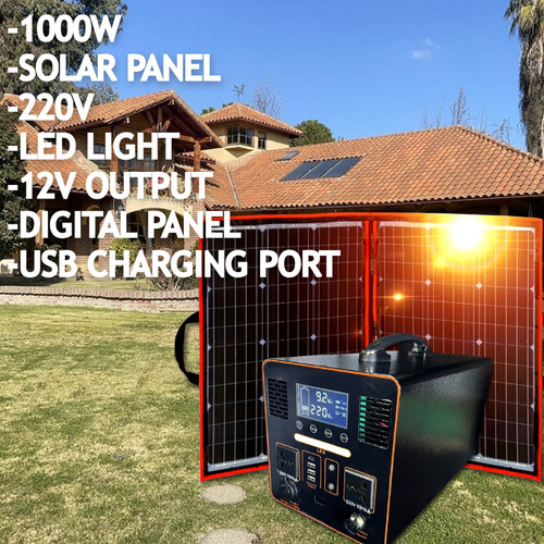 Kit Estacion Energia Generador 1000w 220v + Panel Solar 100w